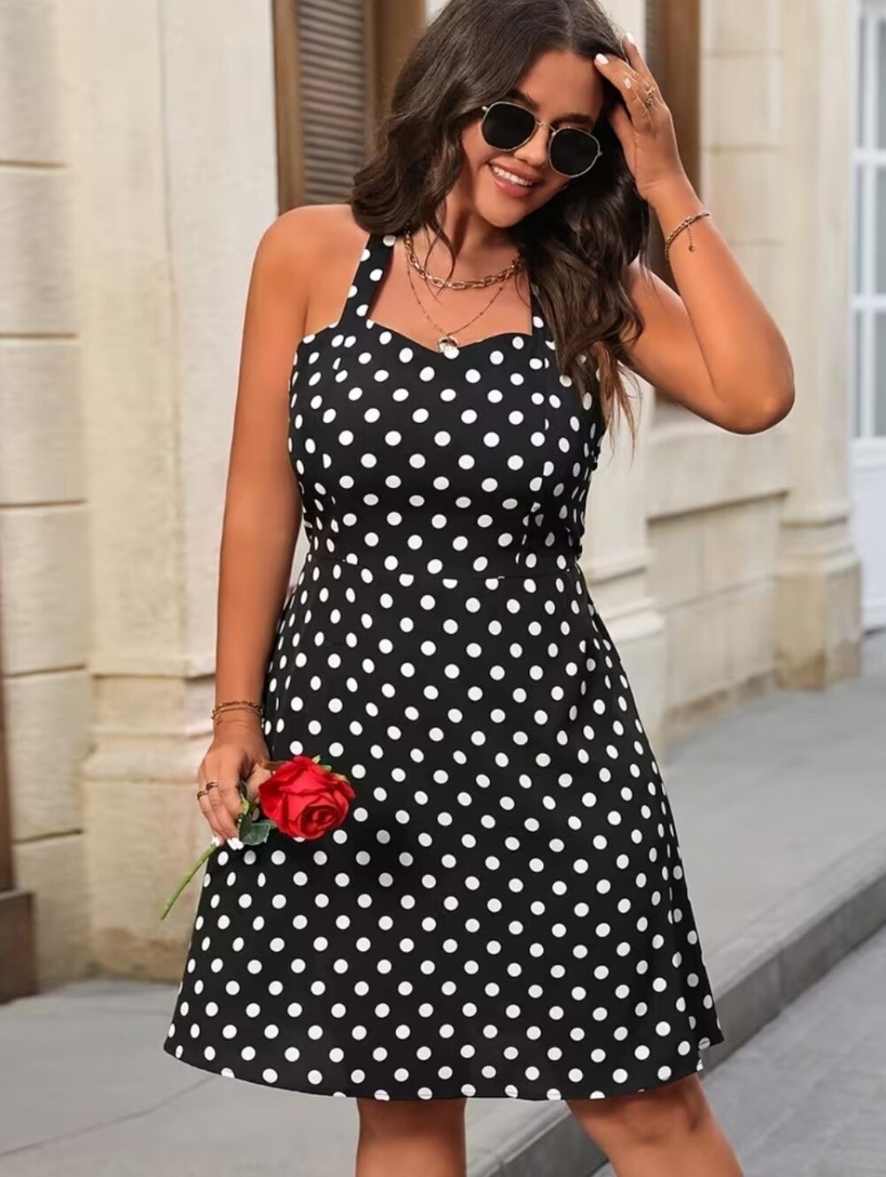 Black Polka Dot Halter 'Pin-up' Dress